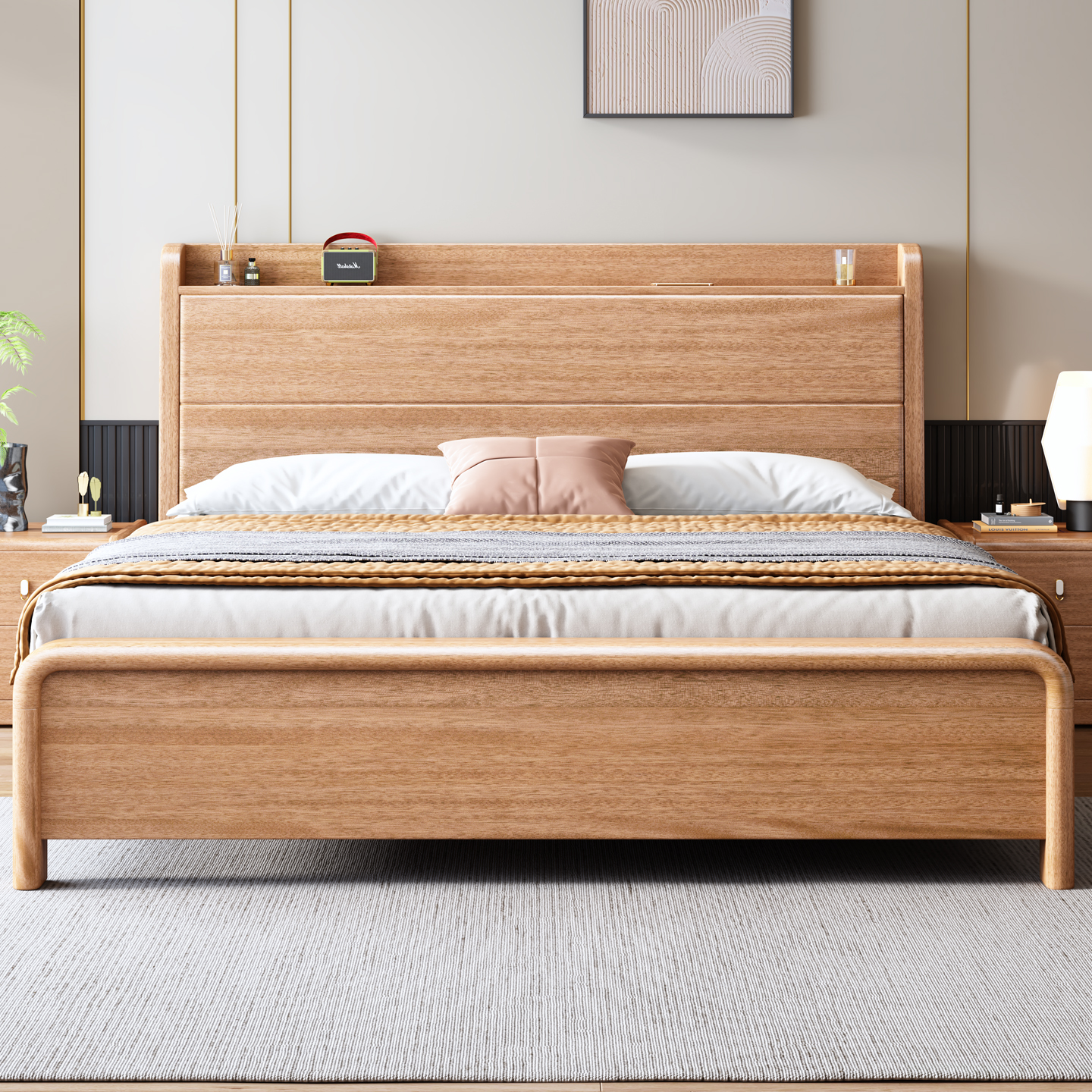 北欧简约全实木双人床1.8米