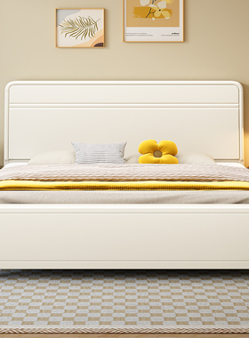 全实木床1.8米双人床现代简约卧室工厂直销气压抽屉1.5白色储物床