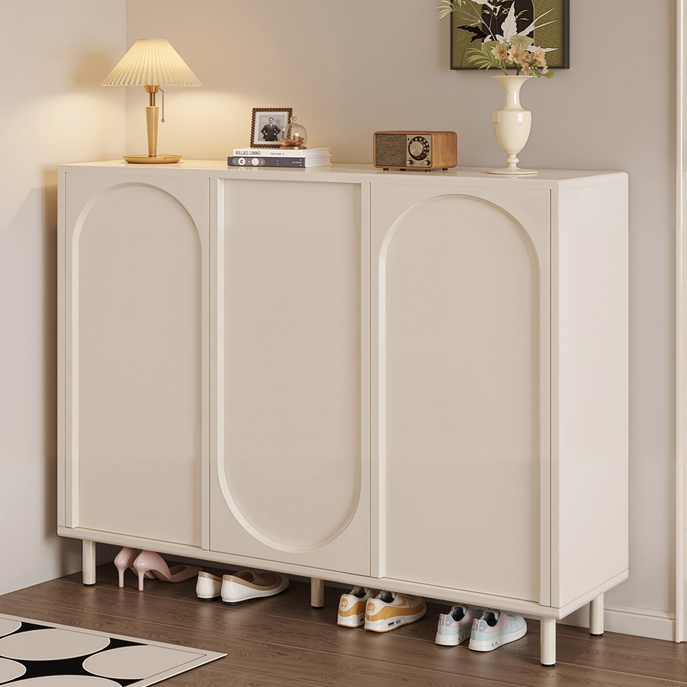 鞋柜家用门口入户2025爆款奶油风室内玄关楼道一体靠墙收纳鞋架,住宅家具,鞋柜,淘宝优惠券,粉丝福利购,淘宝优惠卷
