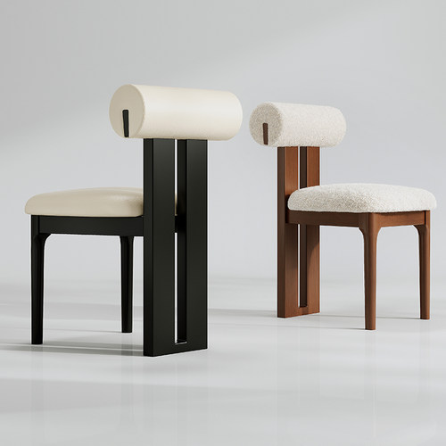 实木餐椅家用餐桌椅子简约现代中古岛台靠背椅设计师化妆凳河马椅