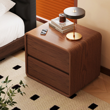 床头柜实木家用卧室中古风高级感小型简约床边置物窄柜矮柜小柜子