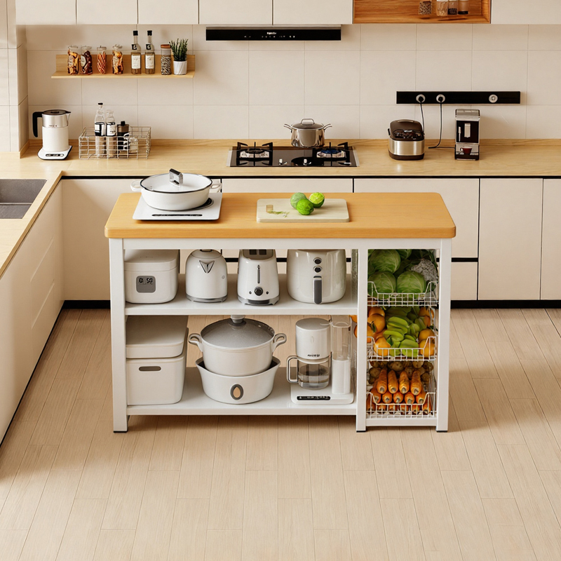 带网篮厨房岛台置物架