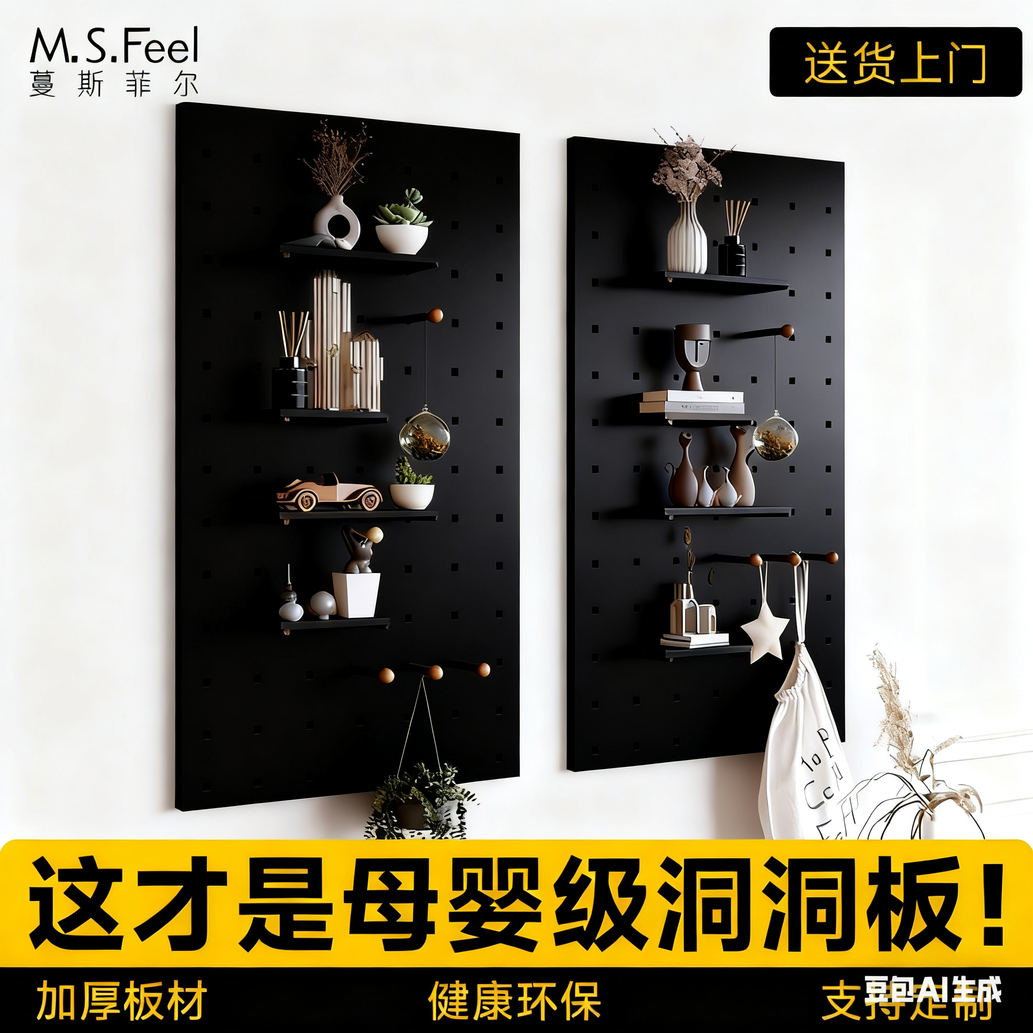 【专业定制】实木洞洞板置物架