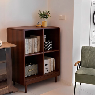 实木格子柜书架落地置物架客厅角落省空间矮柜靠墙收纳储物书柜