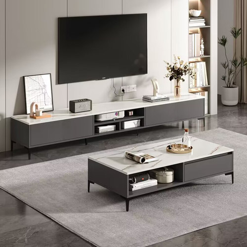 新款上新意式岩板电视柜落地轻奢