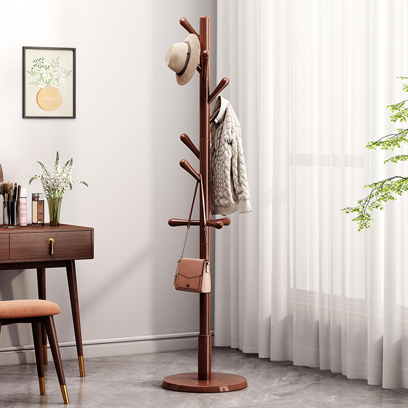 榉木加粗实木衣帽架省空间