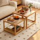 实木玻璃茶几客厅家用小户型茶桌2025新款 方形组合边几藤编小茶台