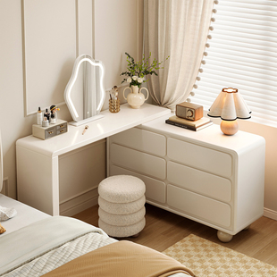 转角梳妆台斗柜一体实木化妆桌现代卧室简约2025新款半包围收纳柜