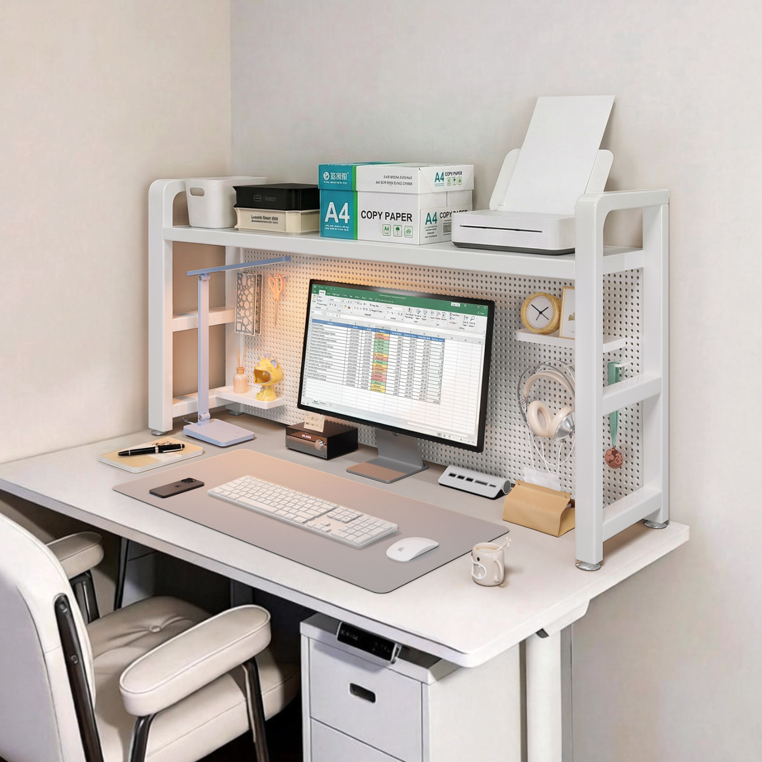 办公室桌面打印机置物架台面多层放置架多功能桌上洞洞板立式书架