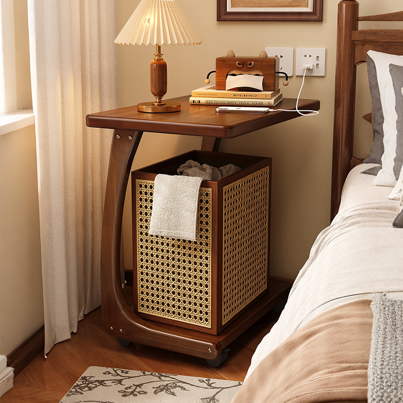 实木移动茶边几小桌子移动手推车