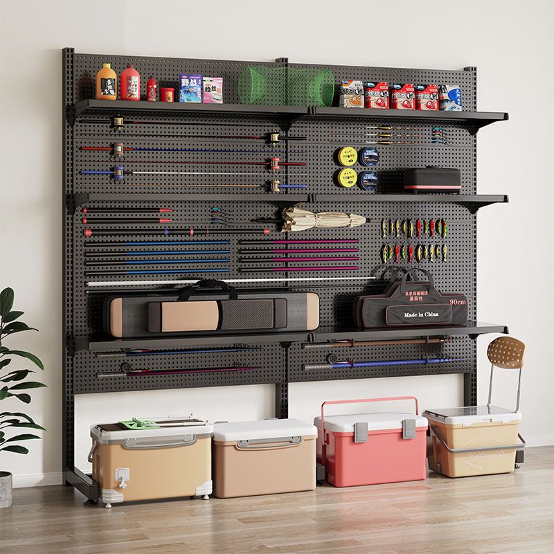 路亚摆放架洞洞板渔具鱼竿置物架