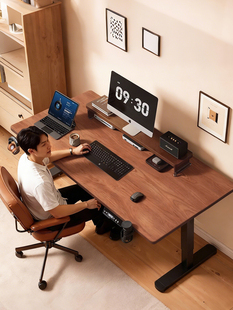 实木家用电脑桌电动升降桌电竞桌台式卧室书桌办公桌床边桌工作台