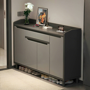 鞋柜家用门口室内玄关收纳柜一体靠墙2025新款入户门多层实木鞋架