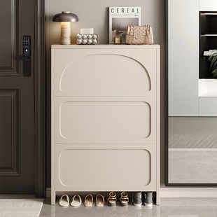 入户超薄款鞋柜家用门口小窄2026新款奶油风一体靠墙玄关翻斗鞋架