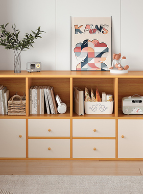 书架落地置物架格子柜矮柜子收纳储物柜家用靠墙边柜客厅简易书柜