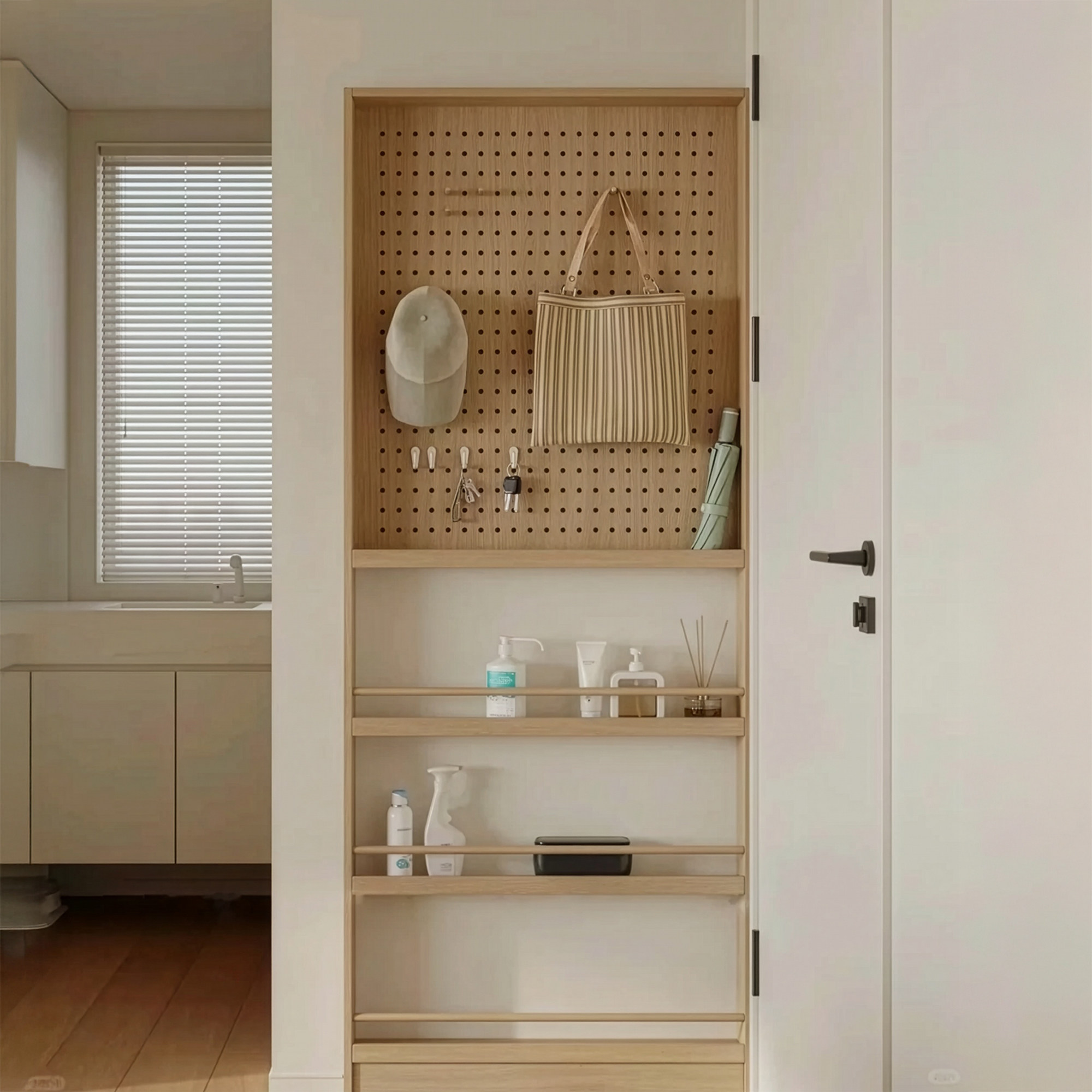 门后洞洞板置物架超薄柜多层落地实木家用零食架入户玄关壁挂收纳,住宅家具,搁板/置物架/家用陈列架,淘宝优惠券,粉丝福利购,淘宝优惠卷