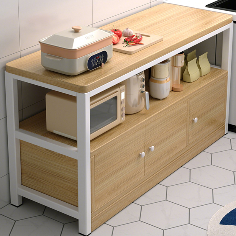 厨房多功能置物架切菜桌操作台落地多层微波炉烤箱收纳储物柜