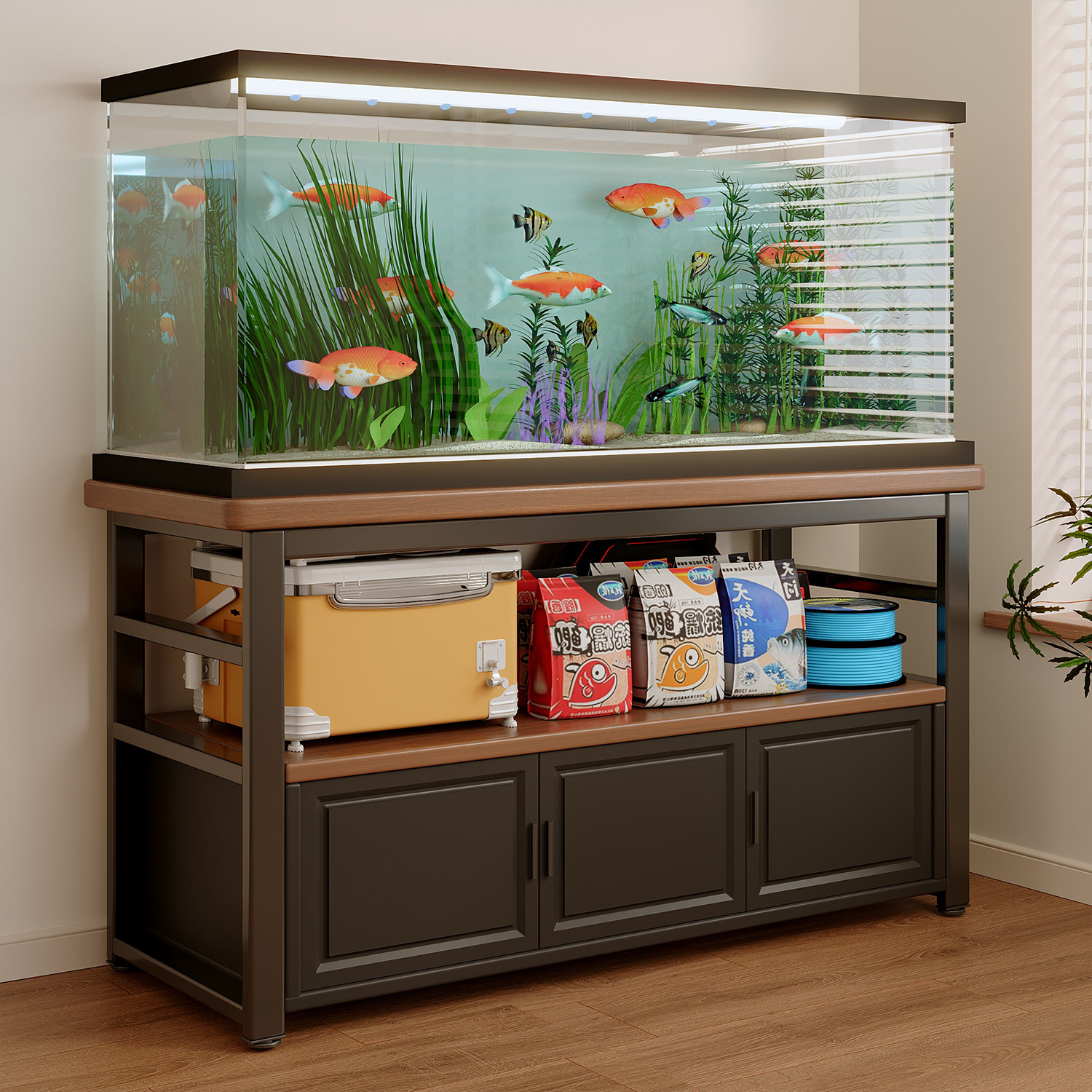 鱼缸置物架落地一体靠墙边客厅卧室收纳储物柜长条桌子乌龟缸底座,住宅家具,搁板/置物架/家用陈列架,淘宝优惠券,粉丝福利购,淘宝优惠卷