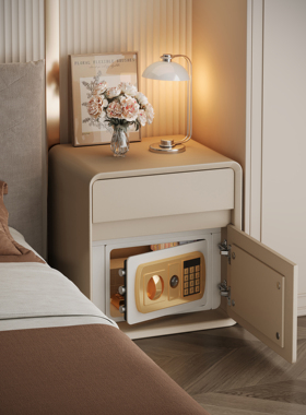 床头柜保险箱一体家用卧室2025爆款轻奢高级感带锁小型储物收纳柜