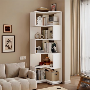 客厅沙发边柜实木转角收纳柜家用落地书架靠墙置物架国家补贴柜子
