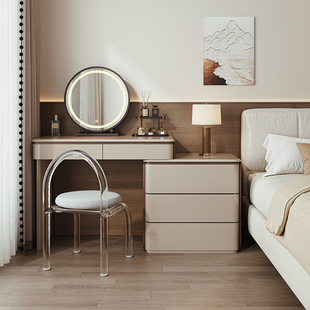 梳妆台小型意式实木化妆桌台小户型主卧床头柜2026新款轻奢高级感