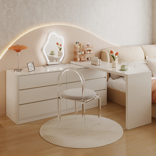 奶油风法式转角书桌双人写字台