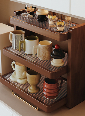 杯架实木餐桌台面收纳茶杯咖啡杯水杯架子杯子收纳架餐边柜置物架