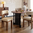 法式 复古实木餐椅莫莉椅餐桌椅奶油风软包化妆靠背椅中古休闲椅子