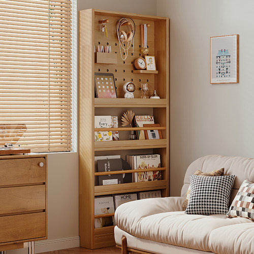 实木洞洞板置物架小窄柜