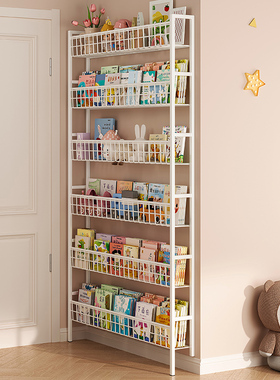 门后置物架铁艺超薄书架落地儿童简易极窄夹缝墙上壁挂家用收纳柜