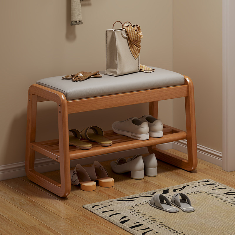 实木换鞋凳家用入户小窄鞋架坐凳一体软包坐垫试门口长凳穿鞋凳子