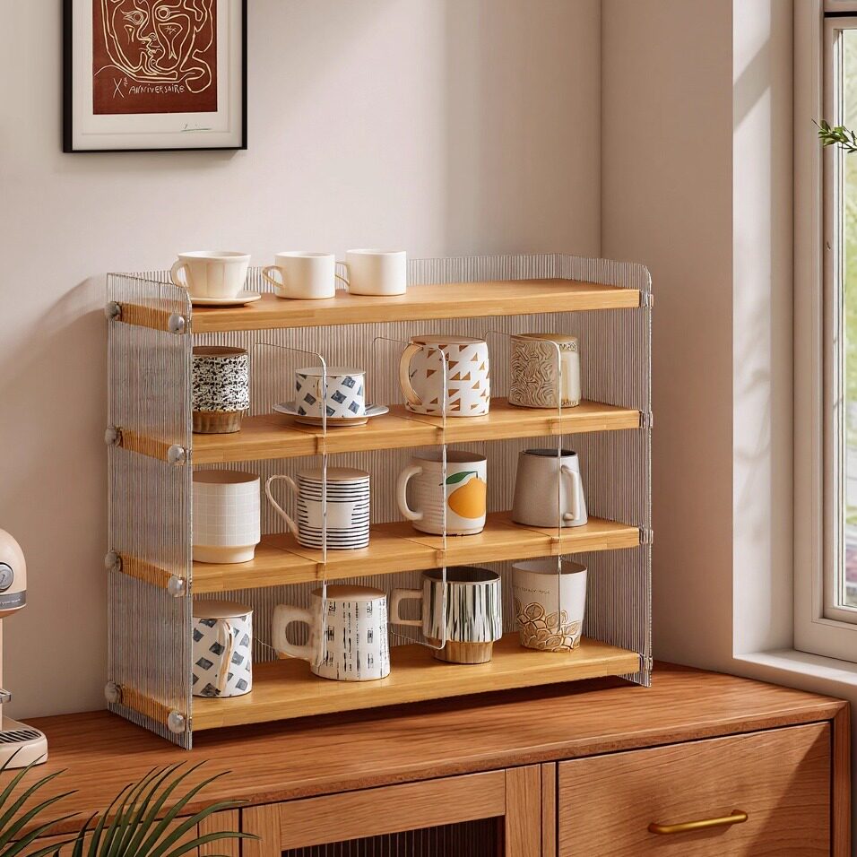 2025新款樱桃木杯子收纳盒杯架子