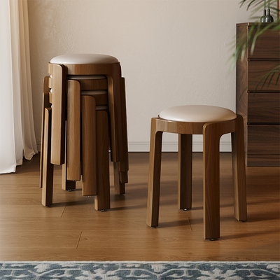 【热销款！】实木软包可叠放凳子