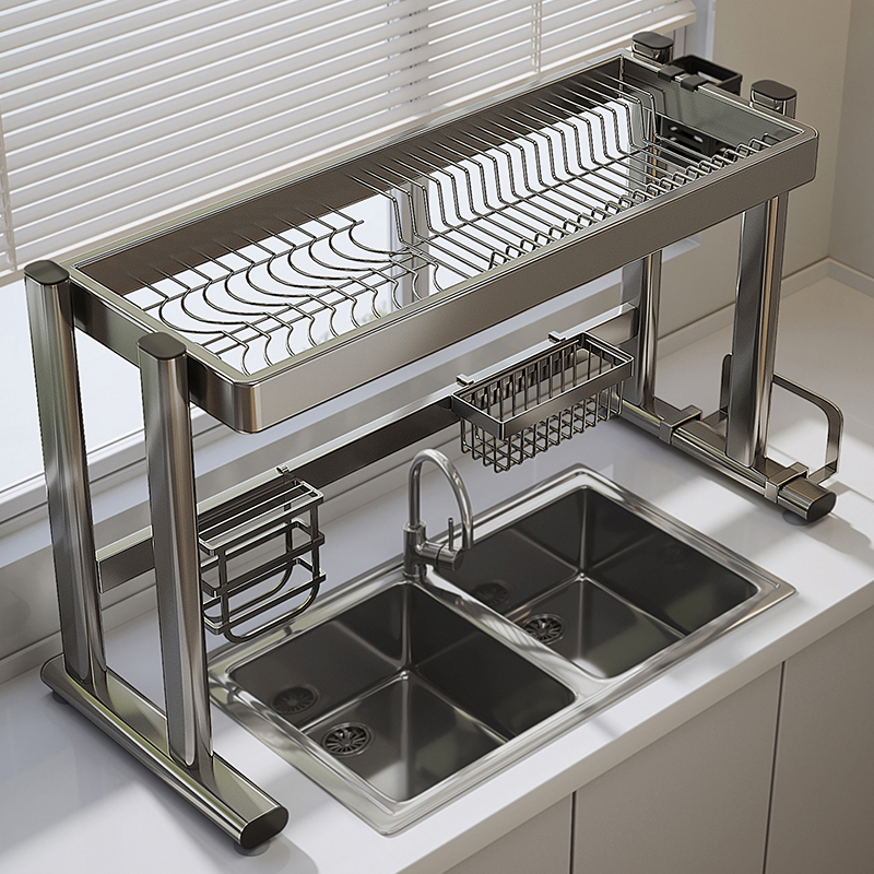 【升级双杆支撑】厨房水槽置物架