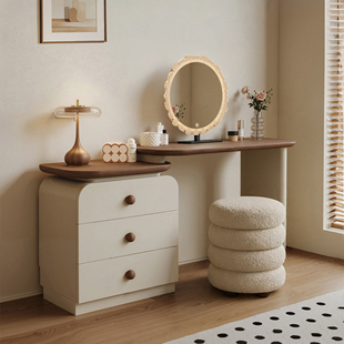 中古风实木床尾梳妆台斗柜一体小户型主卧室化妆桌收纳储物置物柜