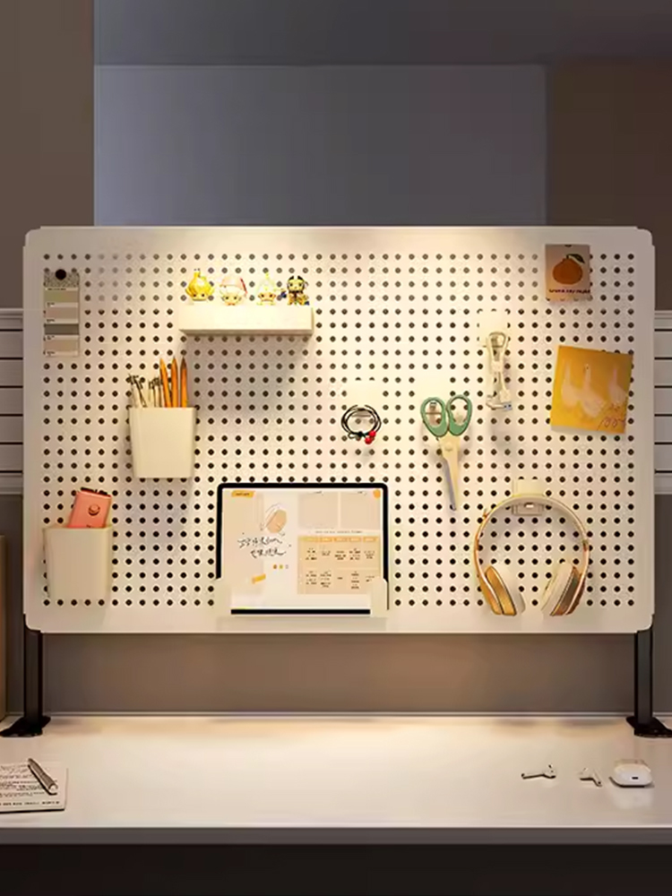 洞洞板立式隔板免打孔宿舍学生书桌整理置物架铁艺墙面展示架