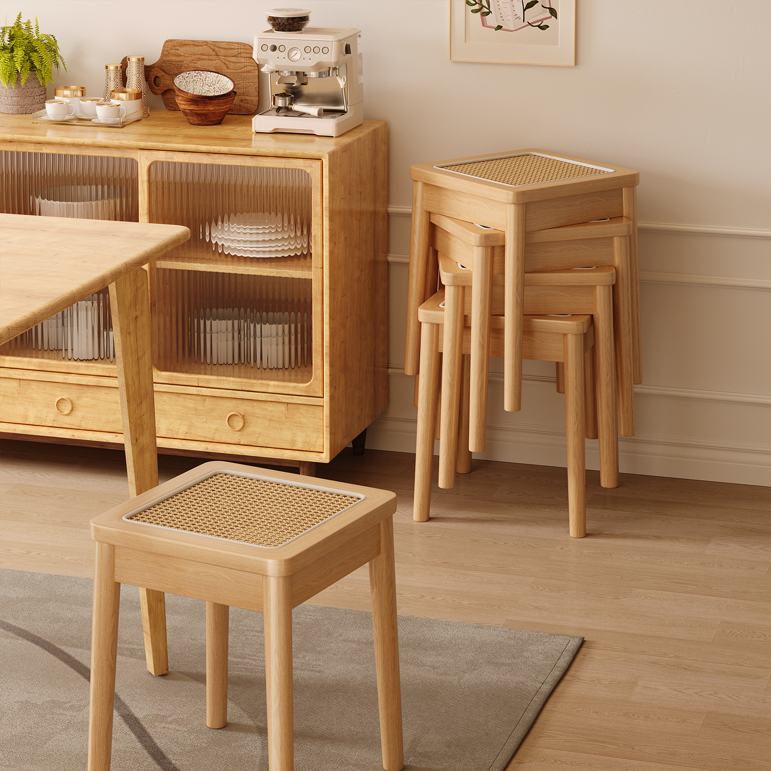 热销新款藤编凳子家用可叠放