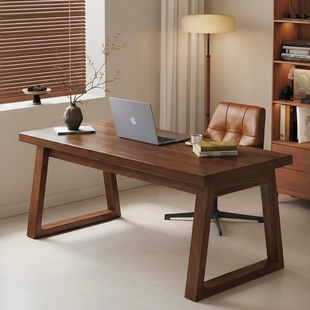 实木办公桌子工作台式电脑桌书房书桌卧室长桌子客厅家用写字桌