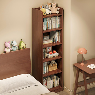 转角书架落地实木床边置物格子柜角落收纳柜儿童客厅窄缝原木柜子