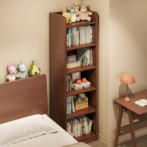 全实木»胡桃木色书架窄缝储物柜
