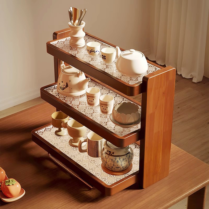 100%橡胶木+长虹钢化玻璃杯架