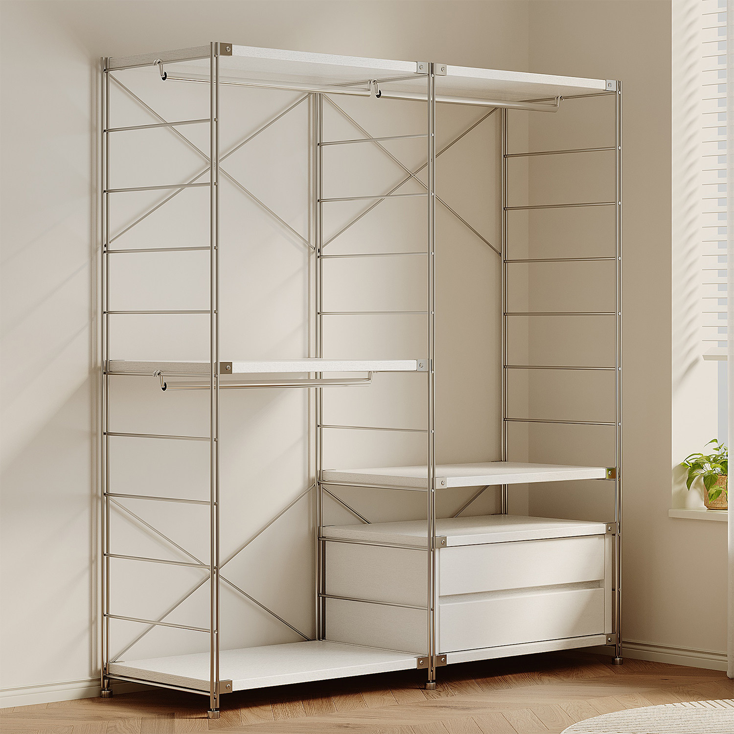 恪真新型衣柜开放式2026新款爆款一体靠墙全挂衣收纳货架简易组装,住宅家具,独立衣柜,淘宝优惠券,粉丝福利购,淘宝优惠卷