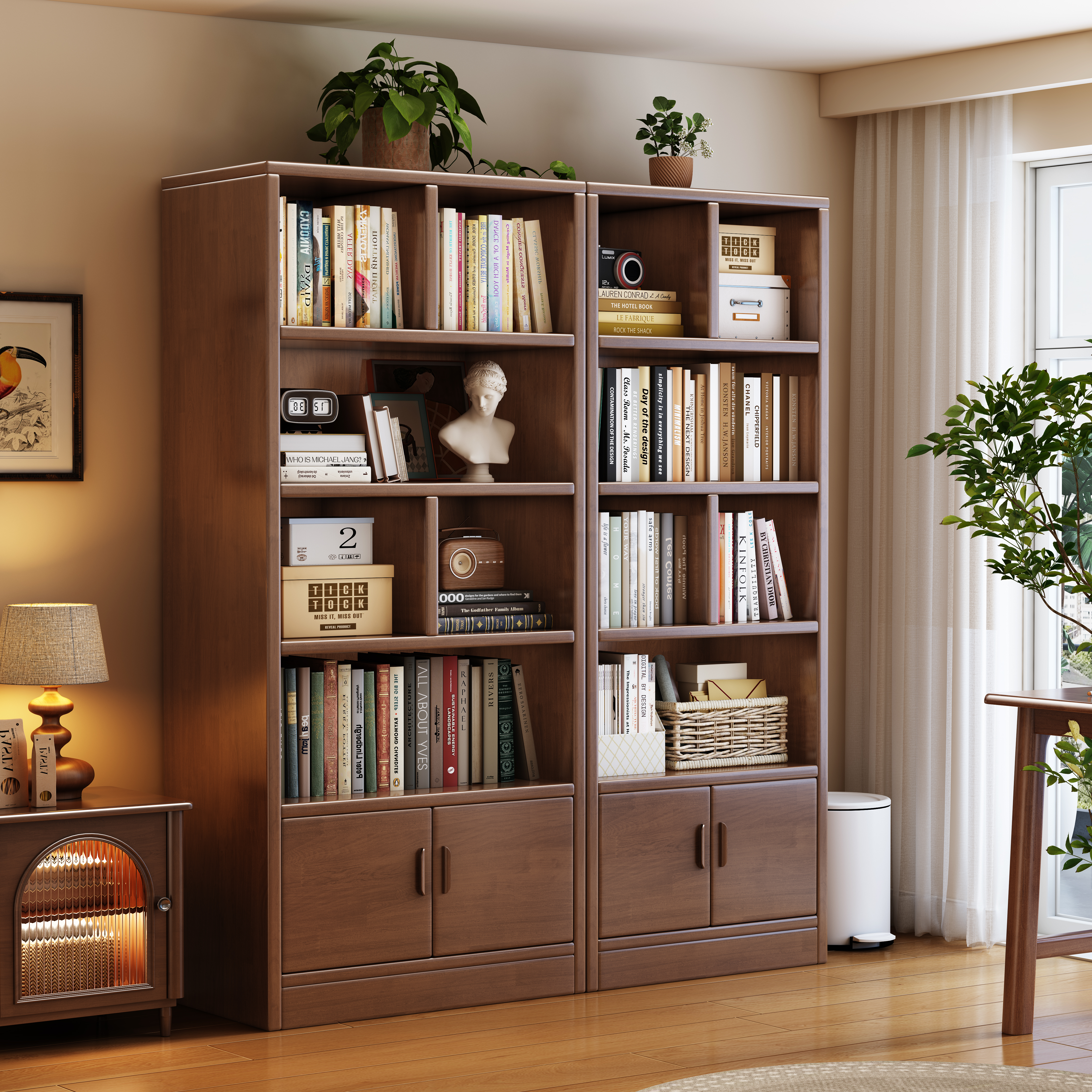 【100%全实木】北美红橡木书柜