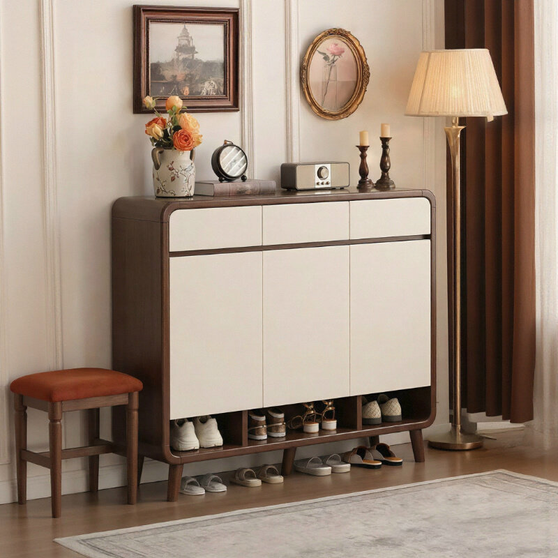 入户门口鞋柜家用2025新款实木玄关楼道门外走廊用一体靠墙收纳柜,住宅家具,鞋柜,淘宝优惠券,粉丝福利购,淘宝优惠卷