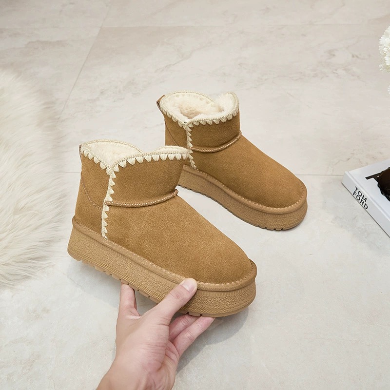 真皮松糕厚底增高2025秋冬新款雪地靴加绒加厚休闲时尚乐福鞋棉鞋