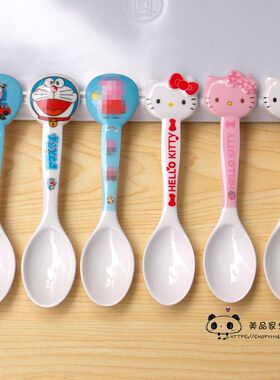 创意托马斯机器猫可爱宝宝吃饭勺子 卡通汤勺调羹仿瓷造型儿童勺