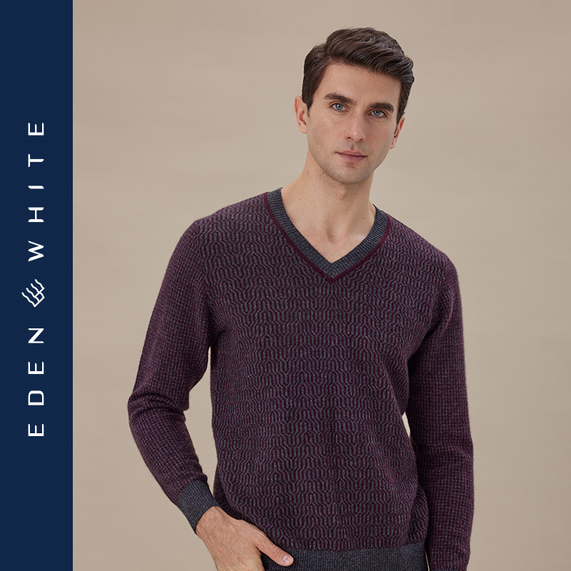 圣雪绒加厚羊绒衫商务V领