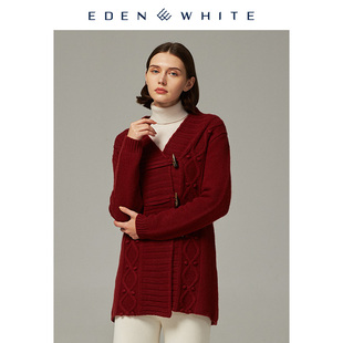 宽松针织大衣 女士手工编织复古绞花长款 圣雪绒2019秋冬新品 羊绒衫