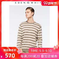 St. Xuerong mùa thu và mùa đông mới áo len cashmere tinh khiết nam cổ tròn áo len sọc giản dị - Áo len Cashmere áo khoác sơ mi nam