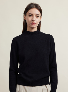 圣雪绒23秋冬新款女半高领绞花纯色羊绒衫内搭通勤套头针织衫